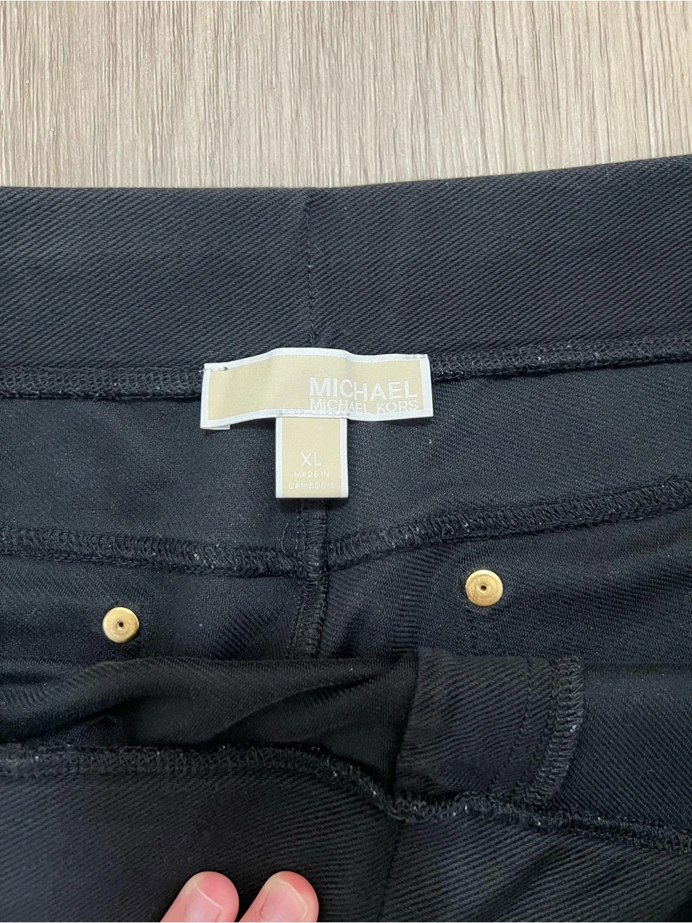 Michael Michael Kors Black Pull On Skinny Ankle Pants Gold Hardware XL